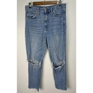 Madewell The High-Rise Slim Boyjean in Elkhart Wash Size 28 Cotton Blend Stretch